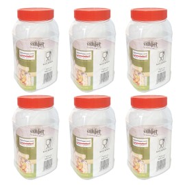 Sunpet J1500S1 1500ml Rectangle Plastic Food Storage Canisters, Red, Pack of 6