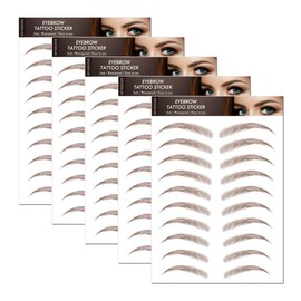 EIHI Pack of 5 Eyebrow Tattoos, Waterproof, Tattoo Brow, Eyebrows for Sticking, Tattoo Stickers, Eyebrow Transfer Stickers, Care Shaping Stickers for Women, Brown