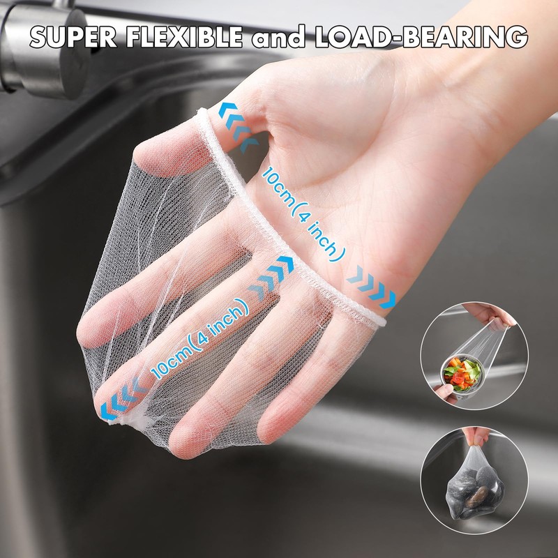 200 Pack Kitchen Sink Strainer Mesh Bag, Anti-Clogging Disposable Sink