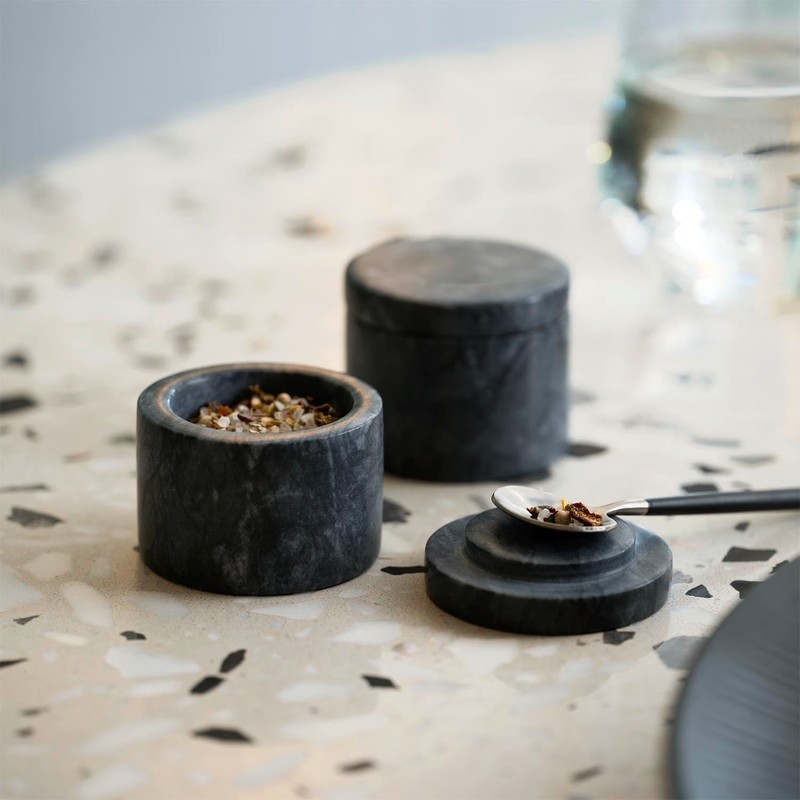 APS 15920 Marble Spice Jars, Set of 2, Marble, Diameter