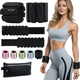 BECOJADDE Ankle Weights for Women Men Set of 2 (0.45 Kg Each) Adjustable Wrist Weights Bracelet for Home Gym Weighted Wristbands Leg Arm Weights for Walking Swimming Running Pilates Yoga Black