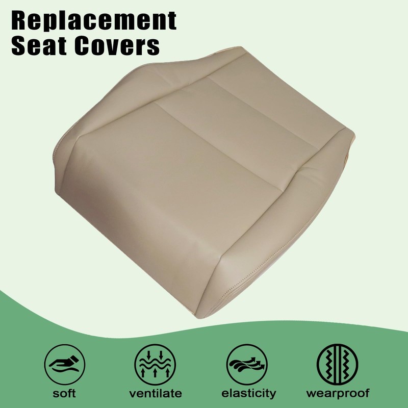 Priprilod Tan Leather Driver Side Bottom Replacement Seat Cover Compatible