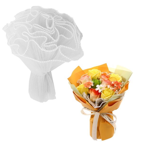 2 PACK 4 Yards Flower Wrapping Mesh Paper, Pearl Edge