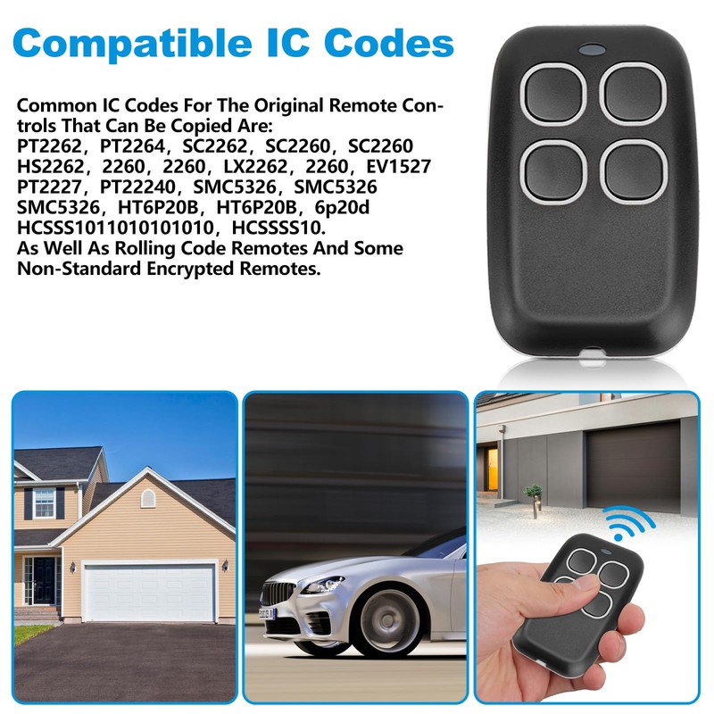 WODHMIEY Wireless Copy Remote Controller, 4 Button Wireless Remote Control