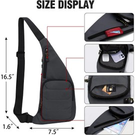 Peicees Small Sling Bag For Men Waterproof Crossbody Bag Man Purse Slim Chest Backpack Shoulder Bag For Travel Hiking