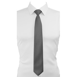 trilece Dark Grey Gray Ties for Men - Men's Solid Color Ties - Formal Neckties for Men - Neck Tie for Man (Grey)