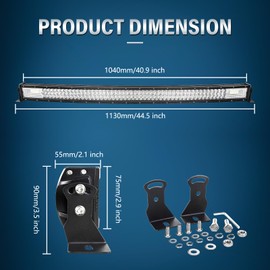 AUXTINGS 42 inch 106 cm 540W Curved LED Light Bar 7D Lens Spot Flood Combo Beam Triple Row LED Work Driving Lights Wiring Harness Kit for Off Road ATV AWD SUV 4WD 4x4 Pickup,12V 24V DT Waterproof