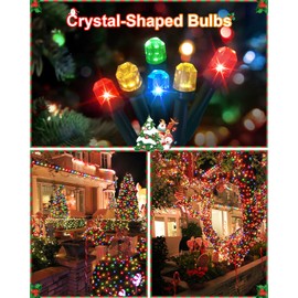 158 FT 480 LED Christmas Tree Lights, String Lights Green Wire with 8 Modes, Timer and Memory, Plug in Outdoor Waterproof Twinkle Lights for Indoor Yard Xmas Holiday, Multicolor