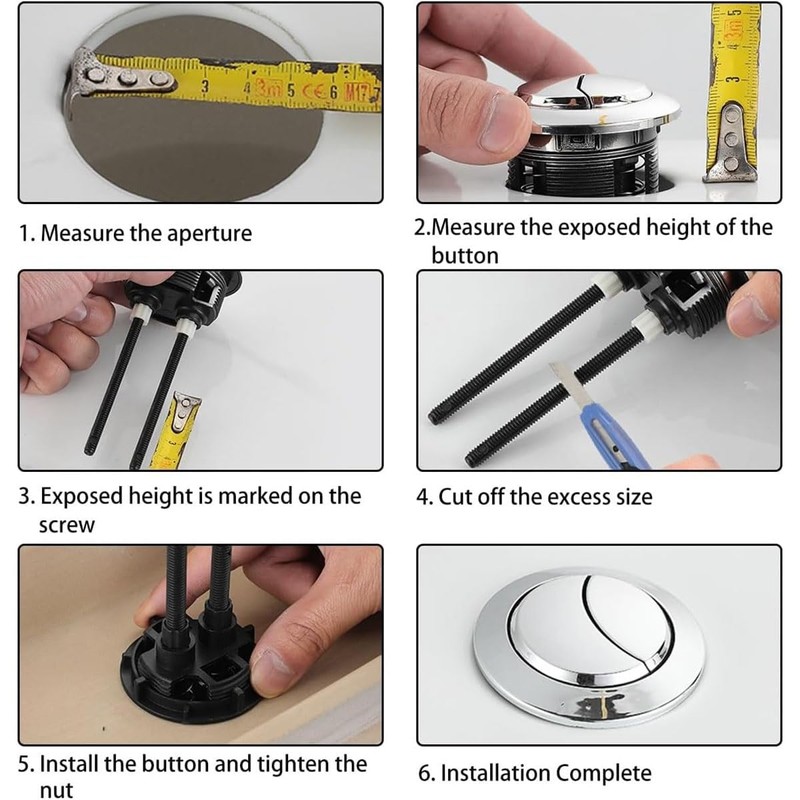 (Small size: suitable for 1.45-1.81in holes) Black Toilet Flush Button,
