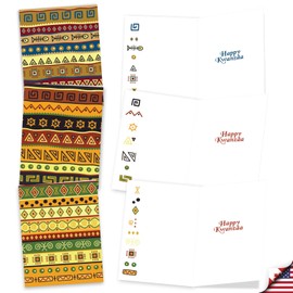 The Best Card Company 20 Assorted Kwanzaa Notecards Box Set 4 x 5.12 Inch with Envelopes (10 Designs, 2 Each) African Motifs AM6116KWG-B2x10