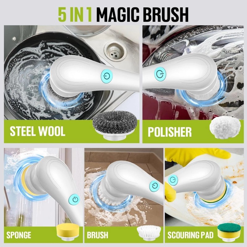 N/A Electric Spin Scrubber, Cordless Shower Scrubber with Rechargable Battery