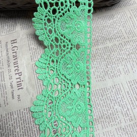 8CM Width Europe Crown Pattern Inelastic Embroidery Lace Trim,Curtain Tablecloth Slipcover Bridal DIY Clothing/Accessories.(2 Yards in one Package) (Grass Green)