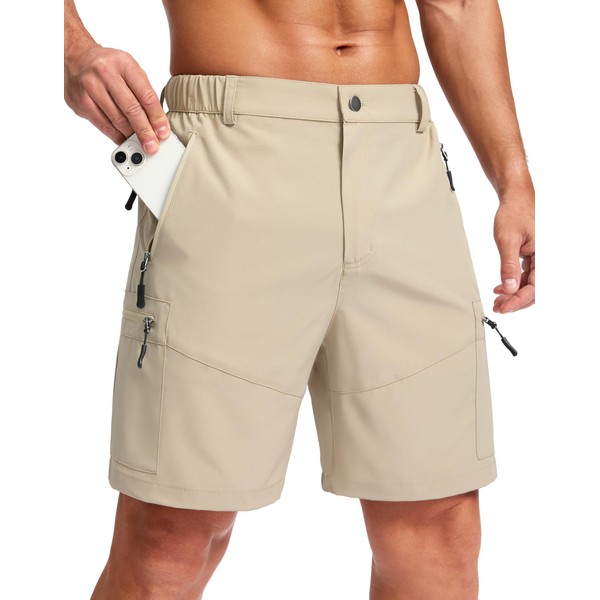 Pudolla Men's Hiking Cargo Shorts Lightweight 7" Travel Casual Shorts