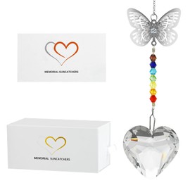 Merrynine Memorial Sympathy Gifts for Loss of Loved One, Unique Sympathy Gift Crystal Suncatcher, Remembrance Gifts for Loss of Mother Father Husband Son Daughter Dog (Clear Love Heart)