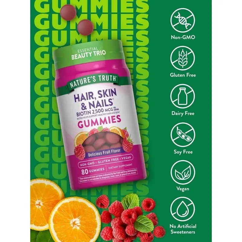 Biotin Gummies 2500 mcg – Supports Healthy Hair, Skin &