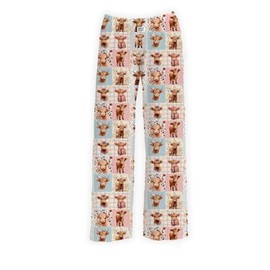 BRIEF INSANITY Soft Pajama Pants for Women, Comfortable Lounge Pj Pants with Elastic Waistband, Comfy Pajama Bottoms with Highland Cow Design, X-Large