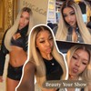 Ombre Flaxen Synthetic Lace Front Wig 13x4 Layered Hairstyle Glueless