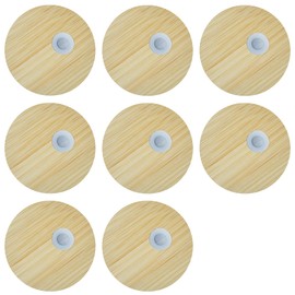 TERESRY 8 Pack Bamboo Lids for Glass Cups with Straw Hole, 2.75 inch/70 mm Wooden Lids for 16 OZ Beer Can Cups, Replacement Canning Lids for Regular Mouth 20 OZ 24 OZ Glass Cups