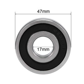 sourcing map Grooved Ball Bearing 6303-2RS Z2 Double Shielded Carbon Steel 17 mm x 47 mm x 14 mm