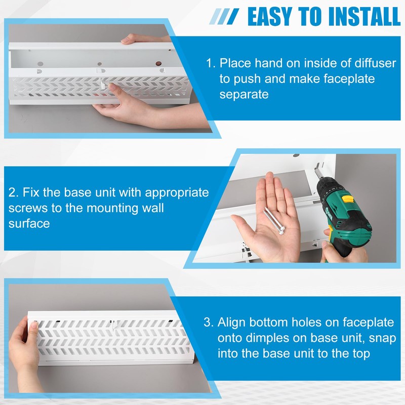 Blulu 2 Pack 18 Inch Baseboard Register Vent Duct Opening