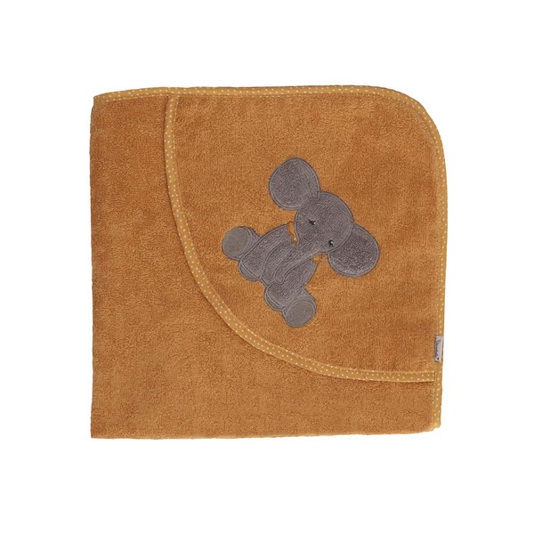 Sterntaler Baby Unisex Bath Towel Baby GOTS Hooded Bath Towel Elephant Eddy 100 x 100 cm - Bath Towel Baby Towel - Brown