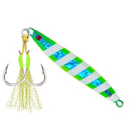 Tolure ジグルアー 80g 3D目 急速に沈む 夜光ジギングルアー 海釣り 青物 ブリ ハタ シーバス 根魚 アジ 不規則形状 ジギング フック付き 1個/パック(緑)