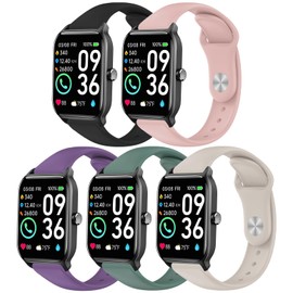 Znyziha 5 Pack Silicone Bands Compatible with IDW13,IDW16,IDW19 Smartwatch Band,22mm Soft Sport Band Replacement Wristband for Woneligo/Fitpolo/ID208Plus/FITVII H56/Gydom/ENOMIR/Tensky/Amzhero IDW19