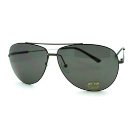 Super Lite Thin Frame Aviator Sunglasses Classic Rimless Look Gun Metal