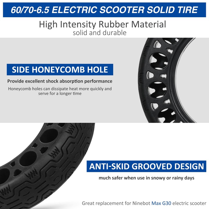 Domary 60/70-6.5 Scooter Eléctrico Neumático Sólido Goma Panal Neumático Antideslizante