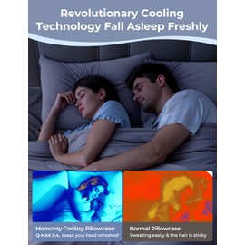 Momcozy Life Coolmurm Cooling Pillow Cases for Hot Sleepers, 2 Stretchy Cooling Pillowcases, Lightweight Breathable Cooling Pillow Cover Zipper Pillow Protector, Grey (for Standard Pillow)