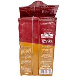 Caffe Mauro Classico Ground Espresso Coffee from Italy 8.8 oz. (250g) Premium Robusta Dark Coffee - 30% Arabica - 70% Robusta Blend