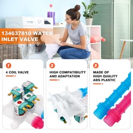 OEM 134637810 Washer Water Inlet Valve by Beaquicy (5 YEAR WARRANTY) - Replacement for Ken-more Crosley Washing Machine -Replaces 134637800, 7134637800, 7134637810, 1482877, AP4368791