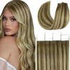 Anrosa Tape in Hair Extensions Human Hair 22 Inch Warm