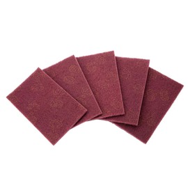 5Pcs/Set Scouring Pads, Abrasive Hand Scouring Pad Industrial Scourer Abrasive Finishing Pads, Scotched Abrasive (red fine)