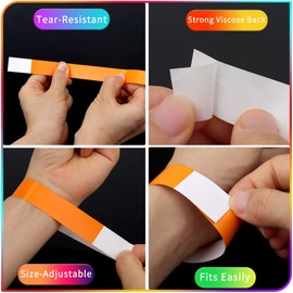 200 Pcs ¾ Orange Plastic Paper Waterproof Wristbands Neon Wrist Bands Lightweight Concert Wristbands LVYOUIF Hand Bands for Events Self-Adhesive Wristbands Party Armbands