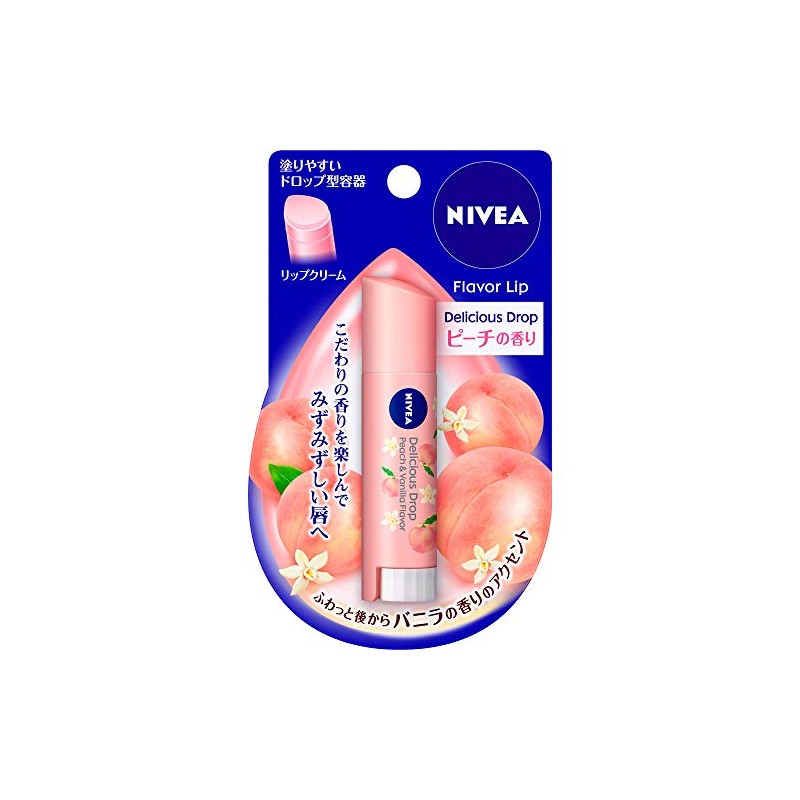 Nivea Flavor Lips, Delicious Drops, Peach Scent, 0.1 oz (3.5