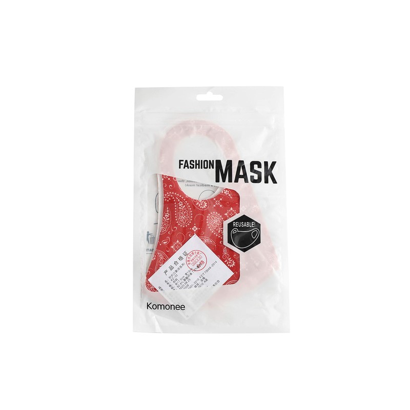 Komonee Face Mask Washable Reusable Red Paisley Dustproof Cloth Mouth