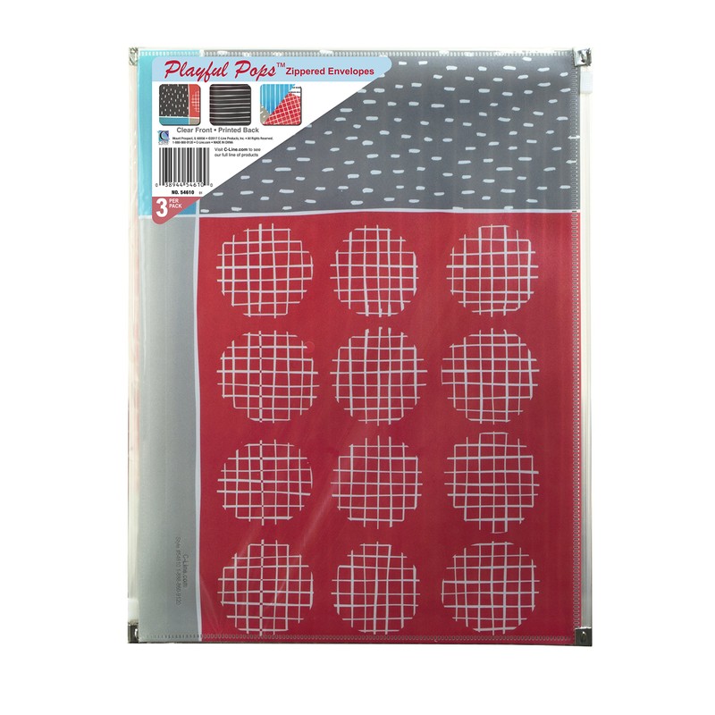 C-Line Zip 'N Go Reusable Poly Envelope, Playful Pops Design,