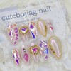 Aurora Powder Stone Handmade Nail Tip - Almond M /