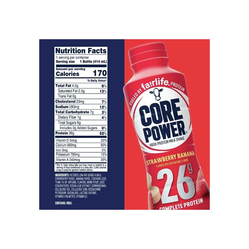 Core Power by Fairlife Protein Shake Strawberry Banana, 26g Protein