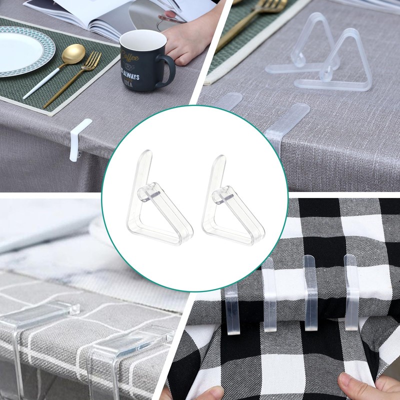 Xumann 12 Pcs Table Cloth Clip, 2 Size Clear Tablecloth