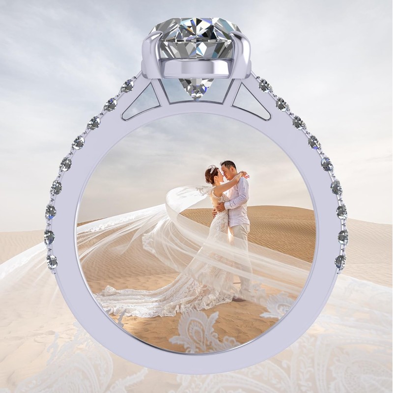 VOUS Solitaire Engagement Rings w/Sides Series in Solid Sterling Silver