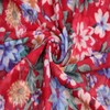Red Periwinkle Medium Floral Pattern Printed Stretch Poly Power Mesh