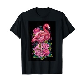 Flamingo Lotus Jungle Tropical Flower Bird T-Shirt