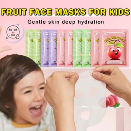 AOAZXBB 10 PCS Kids Face Mask Spa Party Fruit Face Masks for Kids, Moisturizing Facial Mask Skincare Set,Birthday Christmas Gifts for Teen Girls-Set 03
