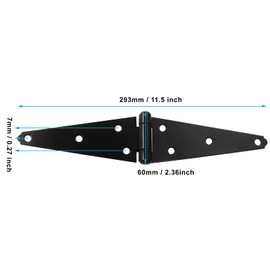 Hordion 4Pcs Strap Hinge Shed Door Hinges, 6 Inch Heavy Duty Gate Hinges Black Tee Hinge with Screws for Fence Wood Gate Cabinet Door