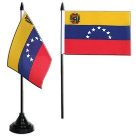 Flaggenfritze Table Flag Venezuela 7 Stars with Coat of Arms 1930-2006 + Free Sticker