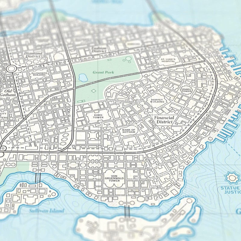 Gotham City - Vintage Style Plat Map - 16x20 Poster
