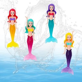 Shwdsy Diving Toys for Children, 4 Pieces Pool Toys Kids, PVC Mermaid Water Toy, Glow-in-the-Dark Design, Diving Toy Mermaid for Underwater Games, Diving Training and Swimming