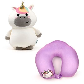Puckator Swapseazzz Adoracorns Unicorn 2-in-1 Plush Travel Pillow & Toy - Neck Flight Airplane Pillow For Travel - Kids Neck Pillows Cushion For Sleeping Neck Pain Adults - Airport Essentials